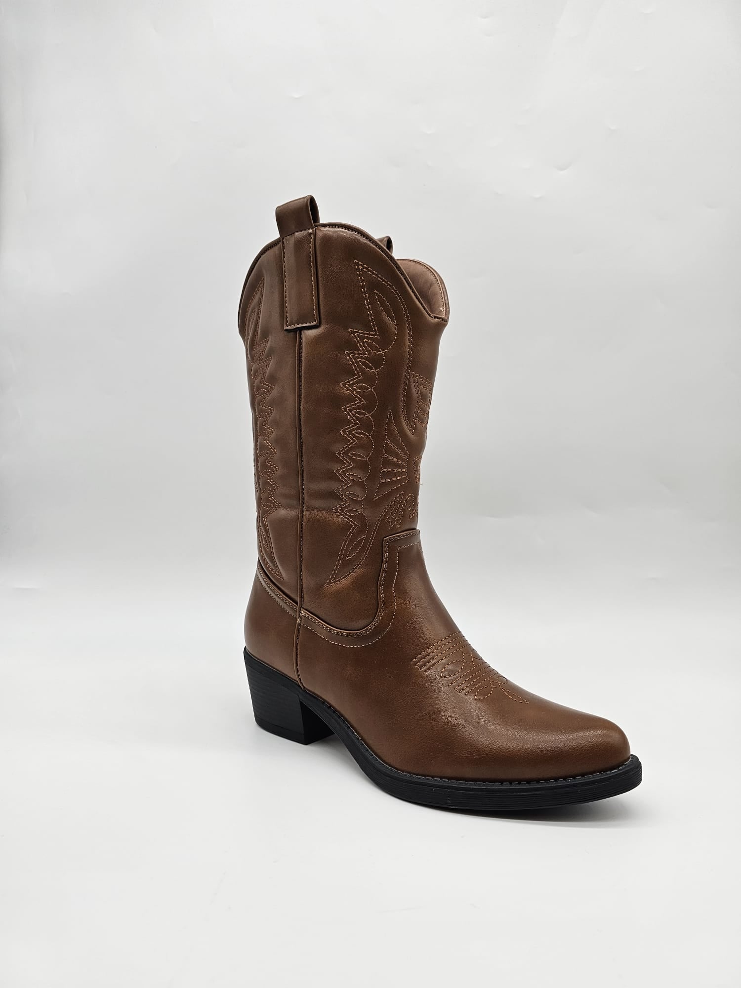 Western Leather-Style Boot – Classic Brown
