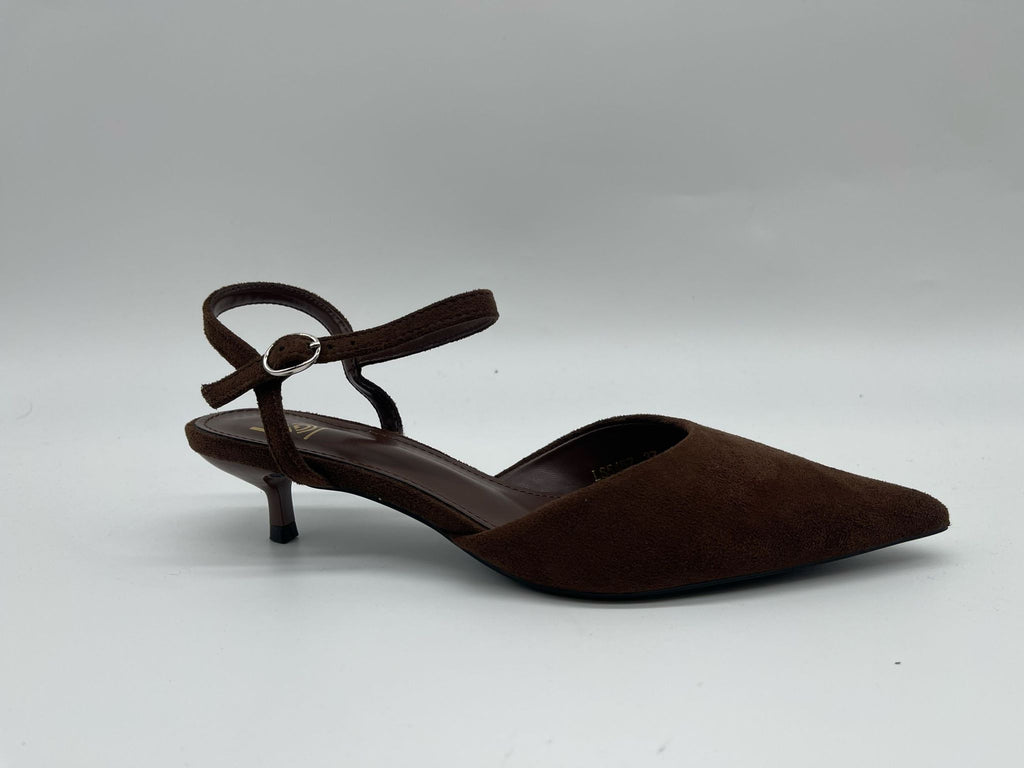 Pointed-Toe Slingback Flat — Khaki