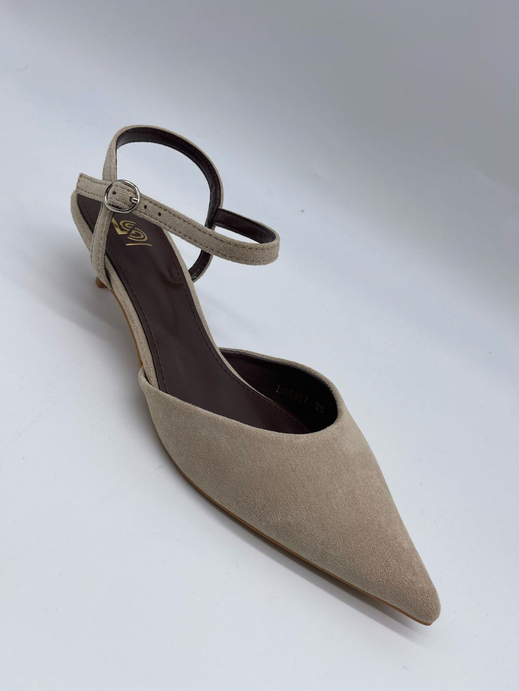 Pointed-Toe Slingback Flat — Khaki