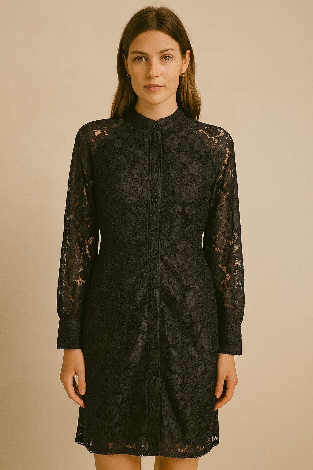 Elegent Black Lace long Sleeve Mini Dress SD416 jurken