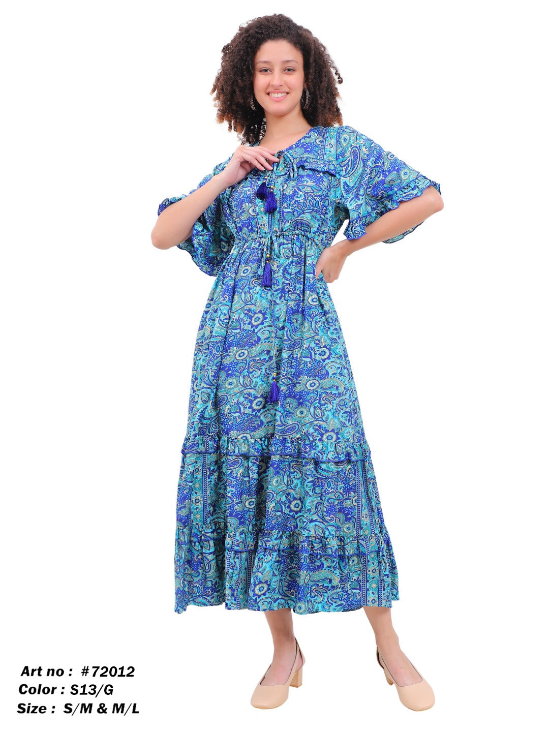 Emerald Paisley Boho Maxi Dress
