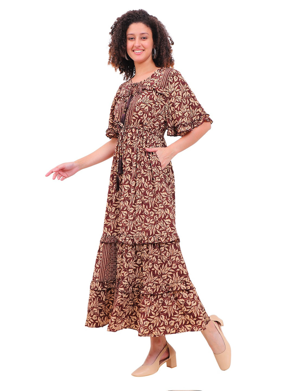 Emerald Paisley Boho Maxi Dress