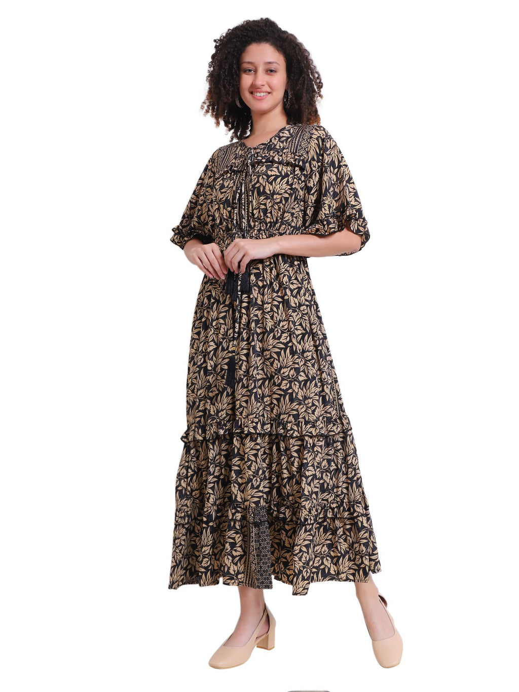 Emerald Paisley Boho Maxi Dress