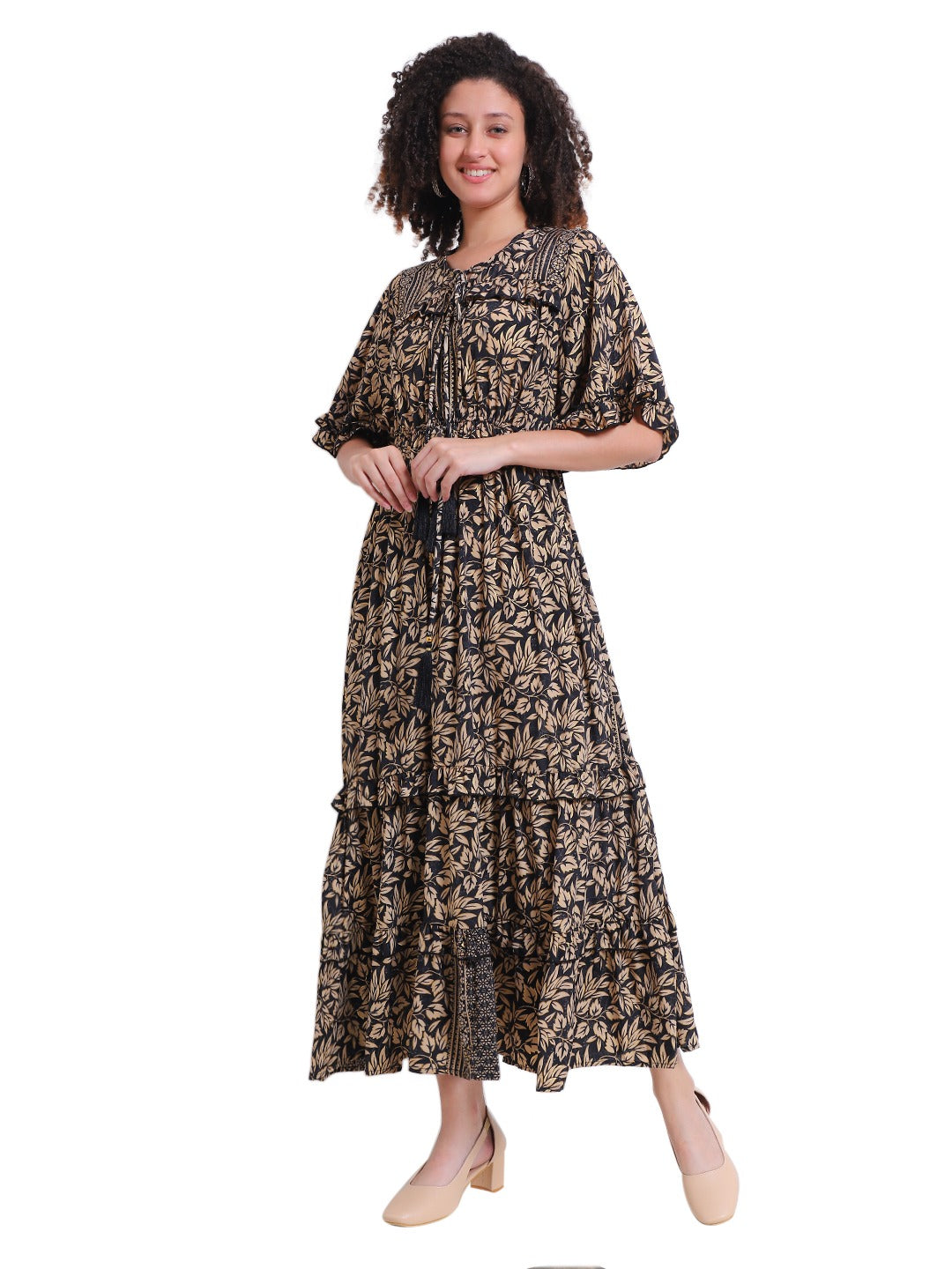 Emerald Paisley Boho Maxi Dress
