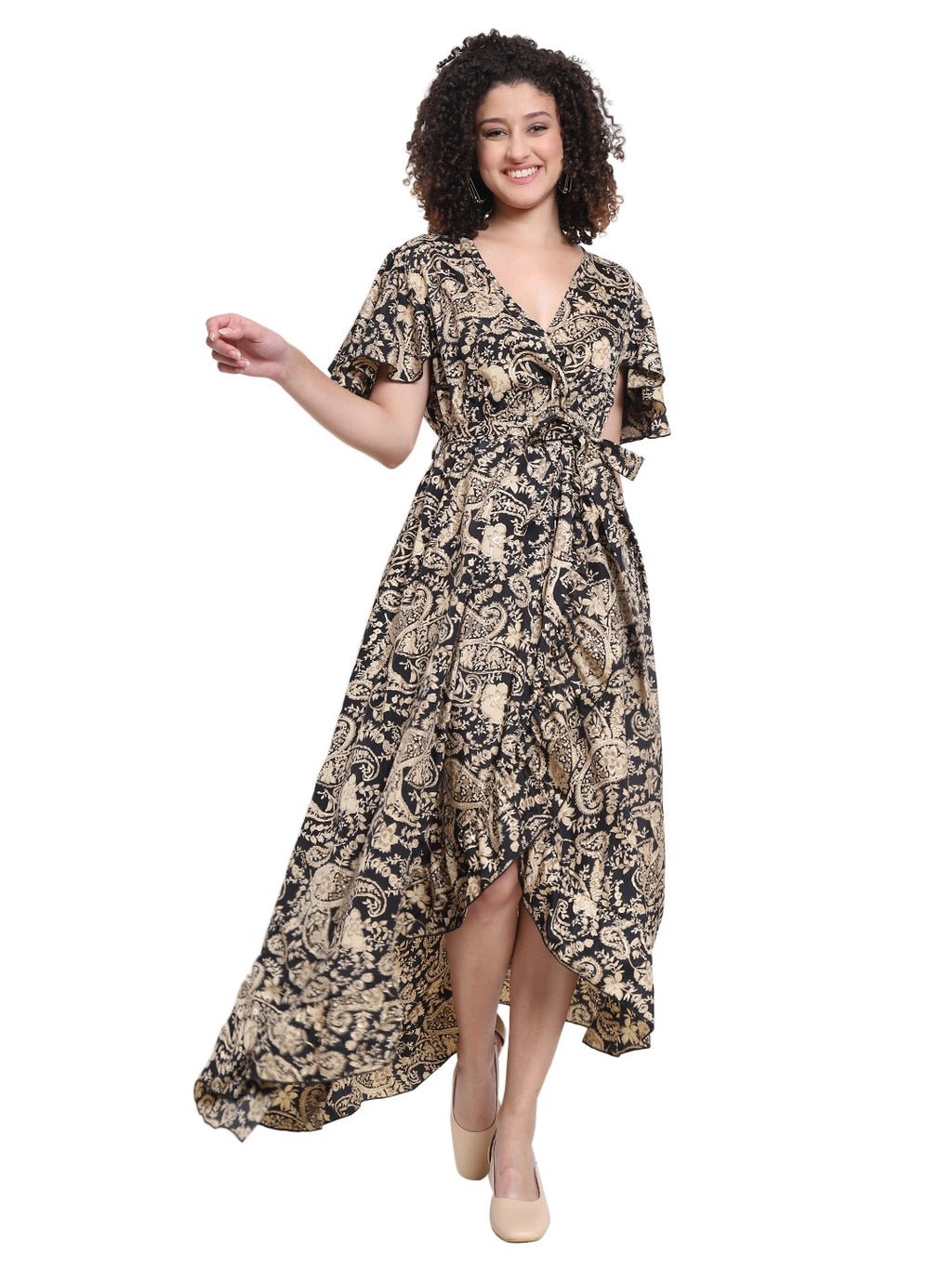 Paisley Maxi Wrap Dress – Pink Floral Print