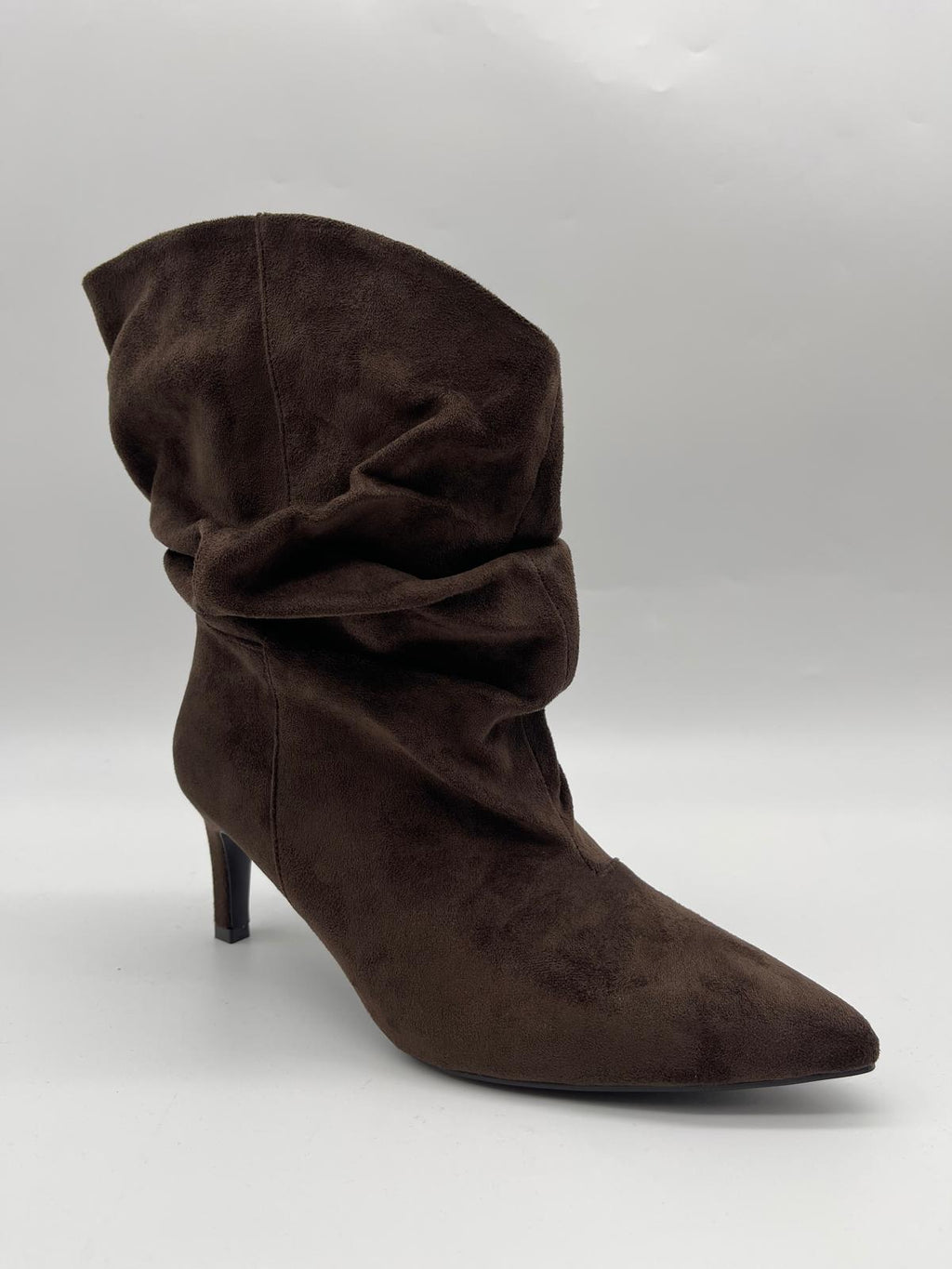 Slouchy Pointed-Toe Heeled Ankle Boots