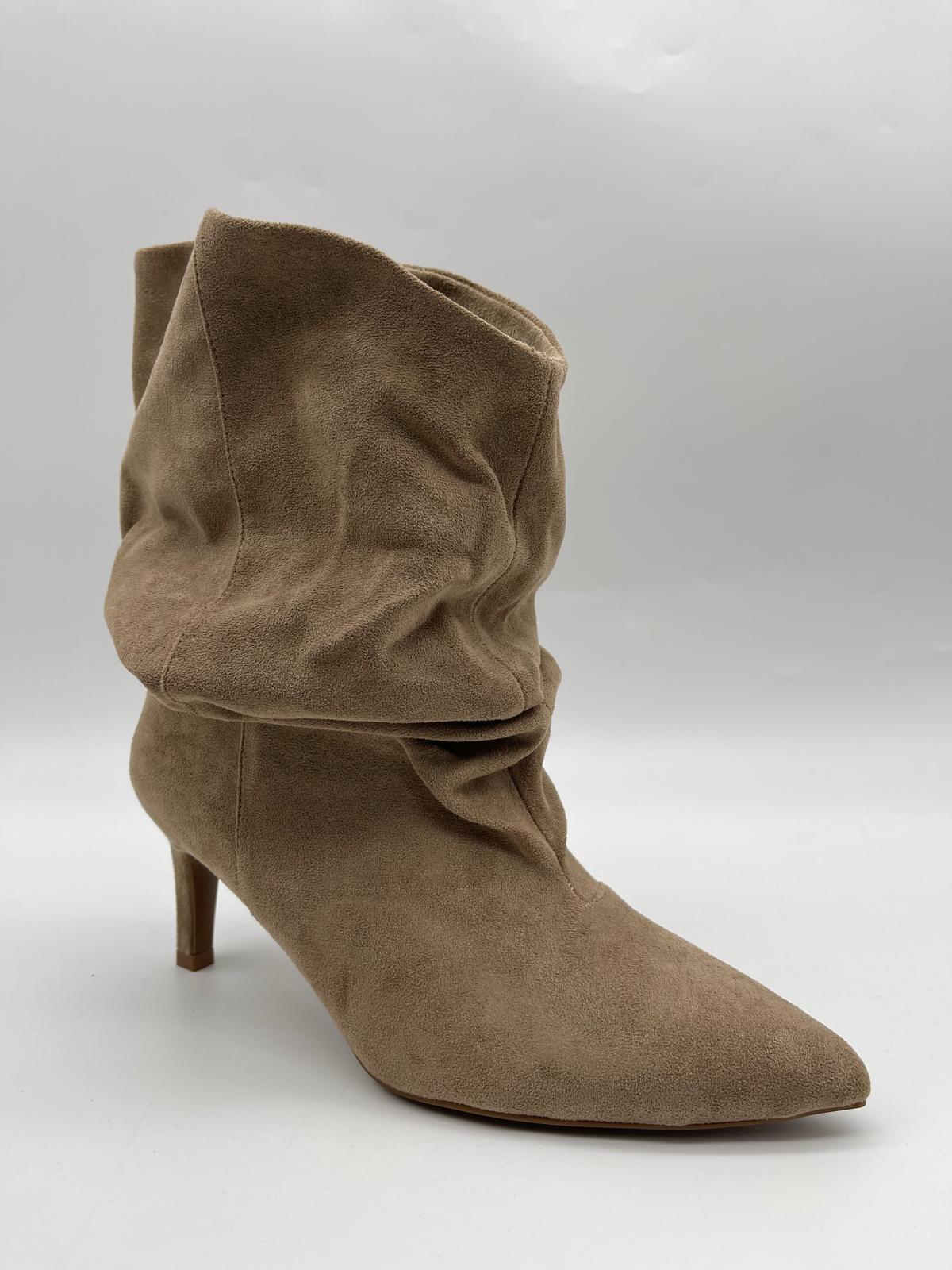 Slouchy Pointed-Toe Heeled Ankle Boots