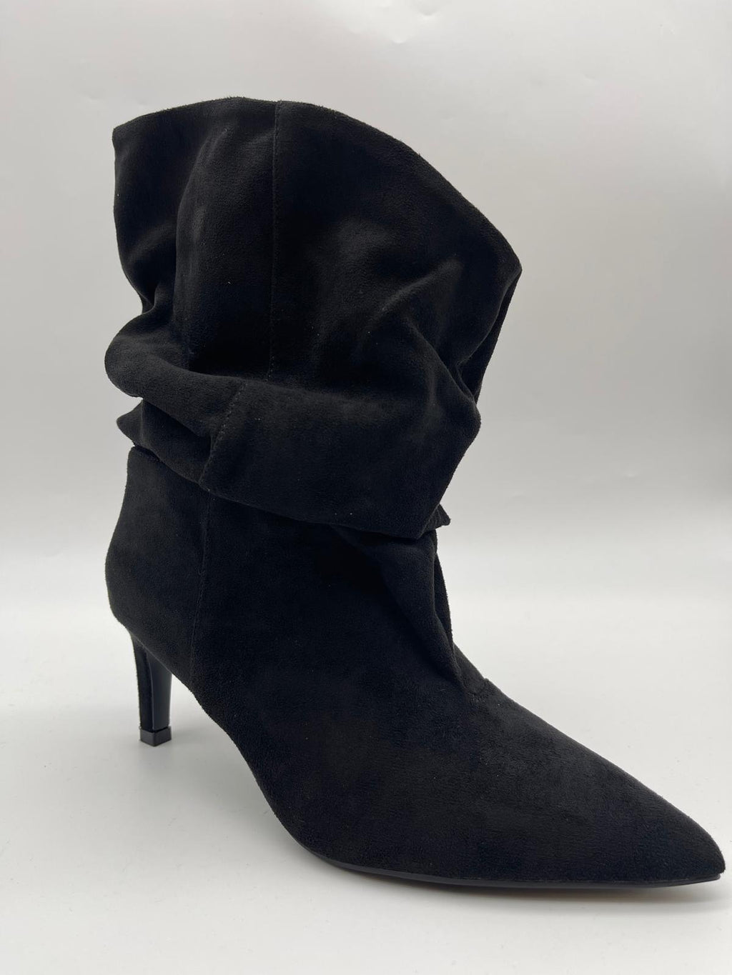 Slouchy Pointed-Toe Heeled Ankle Boots