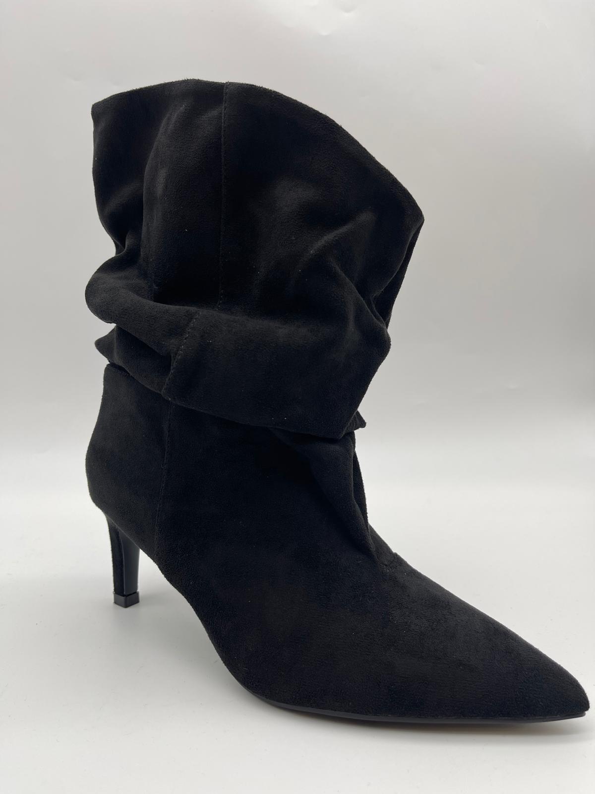 Slouchy Pointed-Toe Heeled Ankle Boots