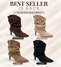 Slouchy Pointed-Toe Heeled Ankle Boots