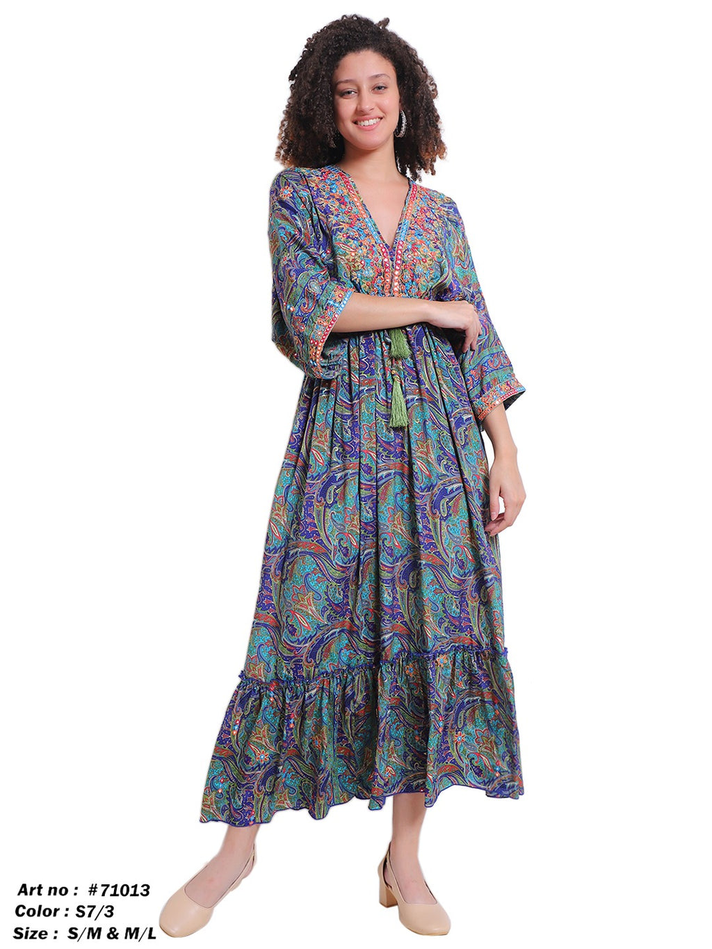 Paisley Boho Maxi Dress – Embroidered Kaftan StylE
