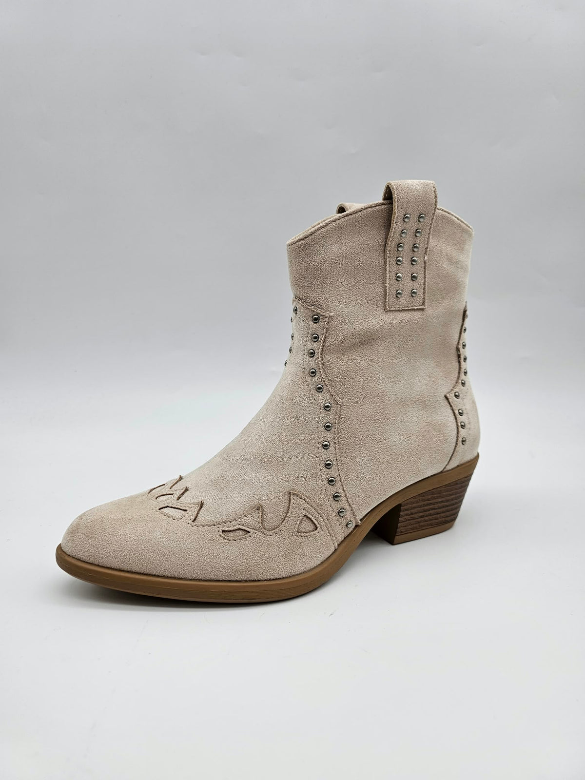 Studded Western Ankle Boots – Brown
