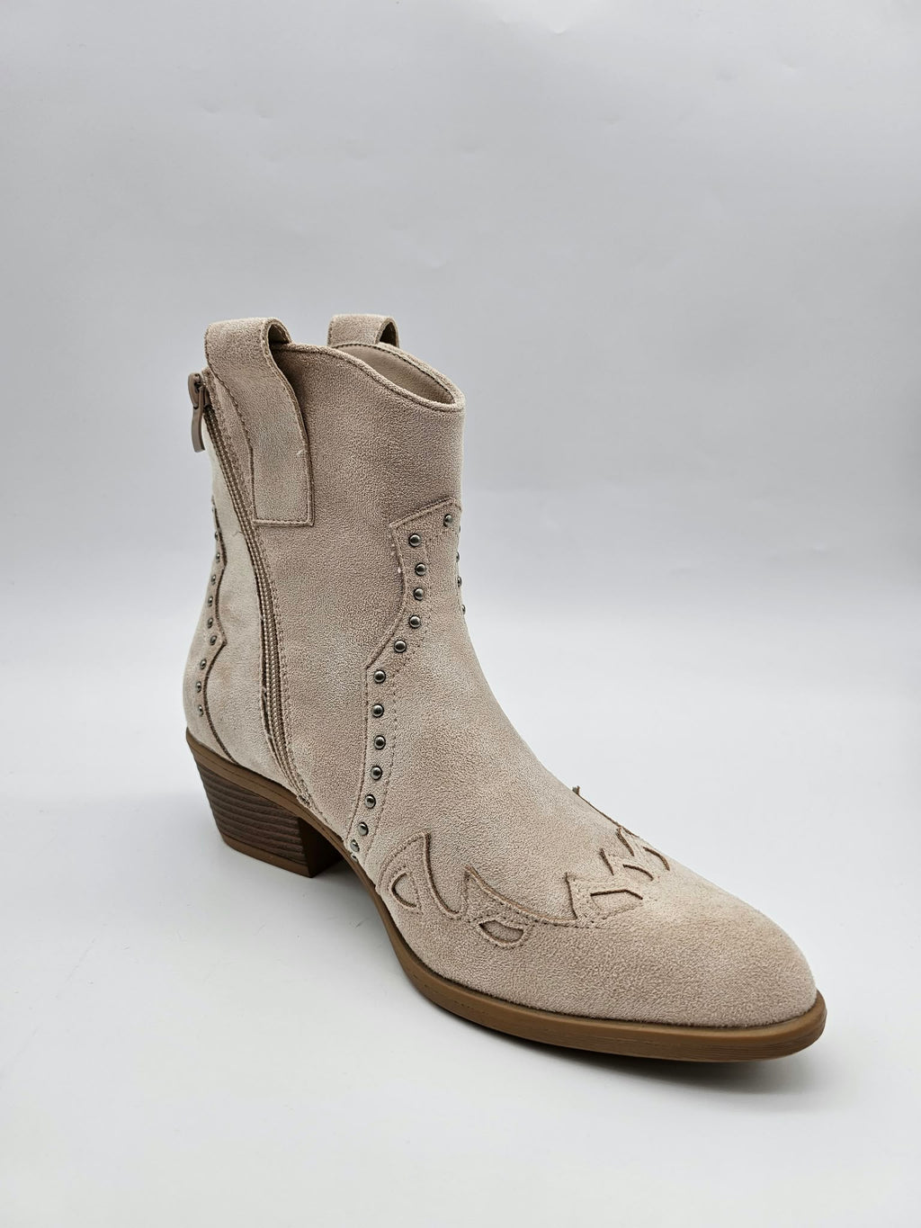 Studded Western Ankle Boots – Brown