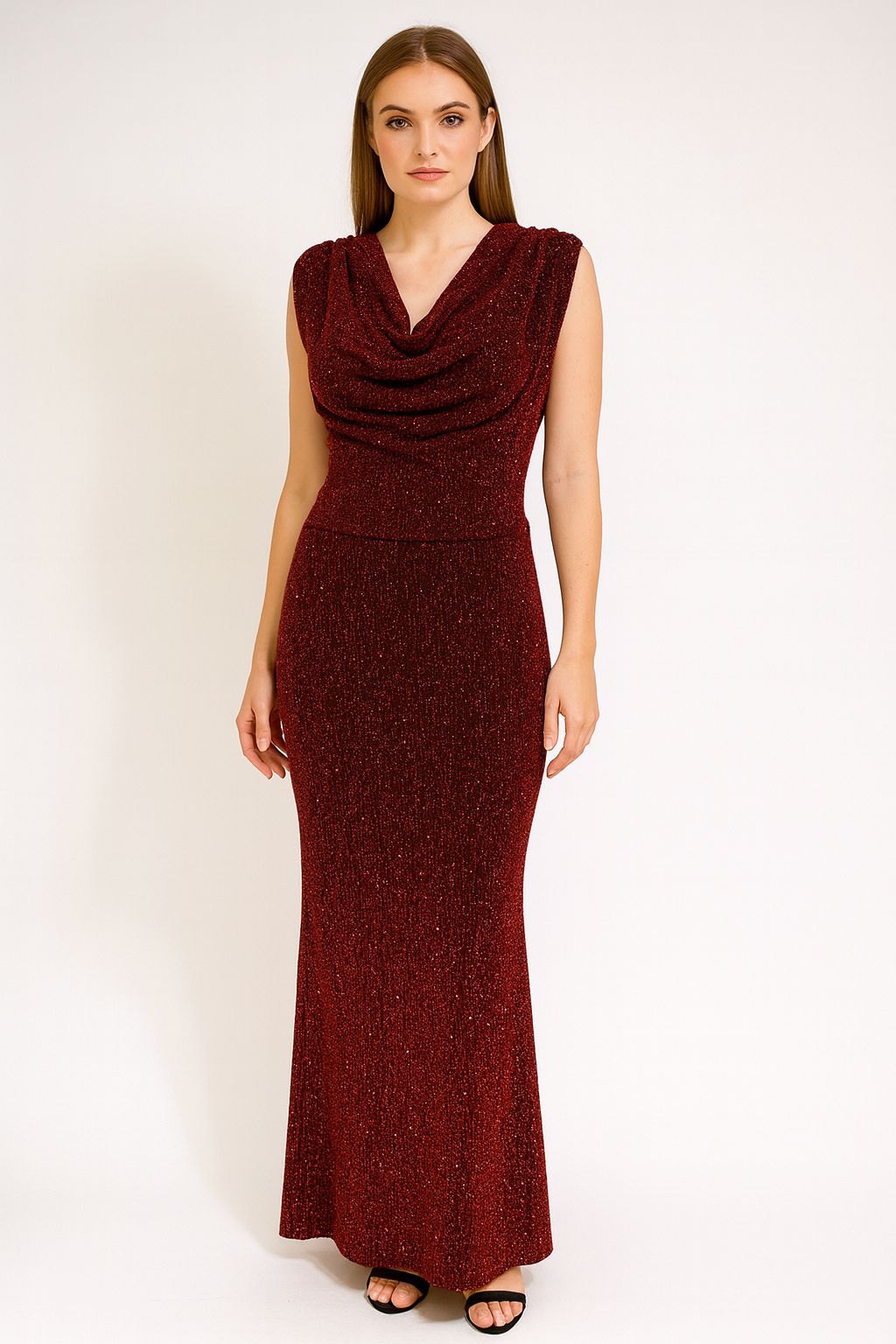 elegant sparkle drape party wear dress