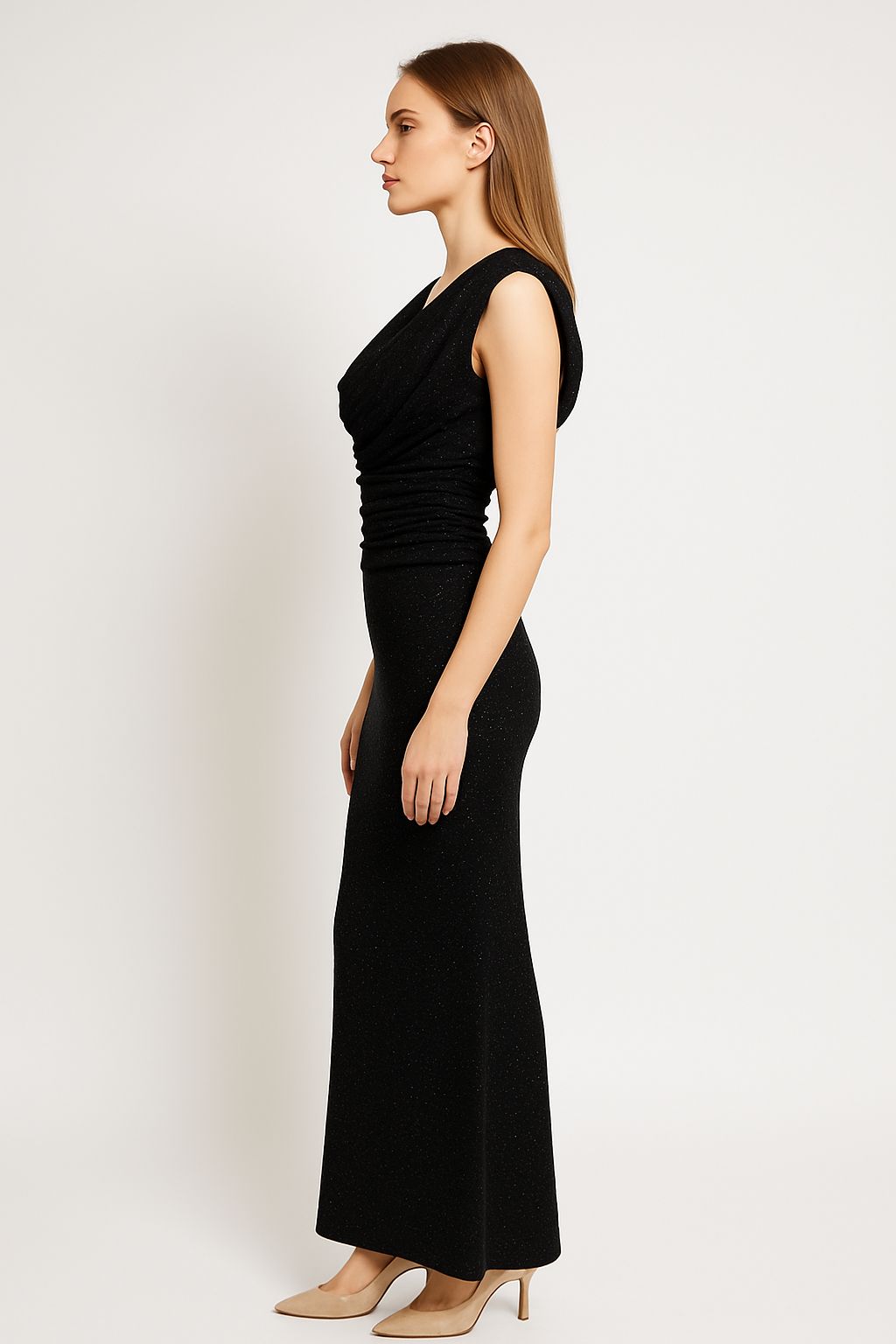 elegant sparkle drape party wear dress