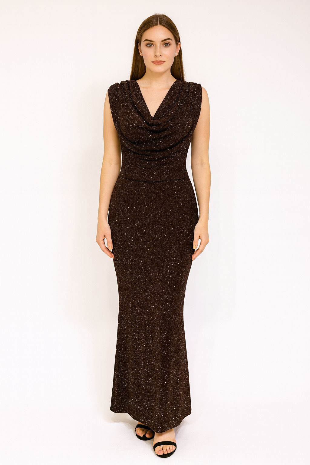 Elegant sparkle drape party wear dress