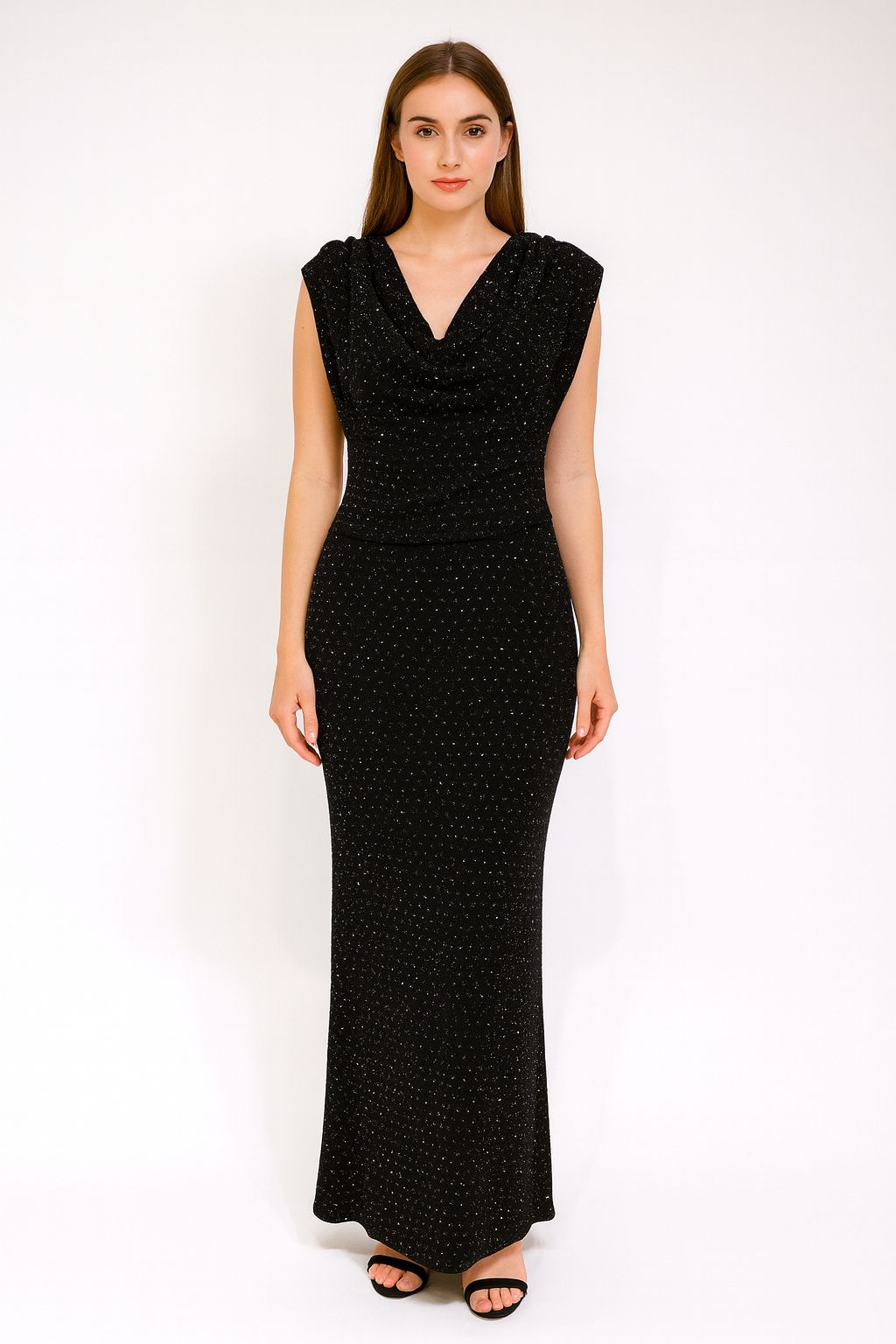 elegant sparkle drape party wear dress