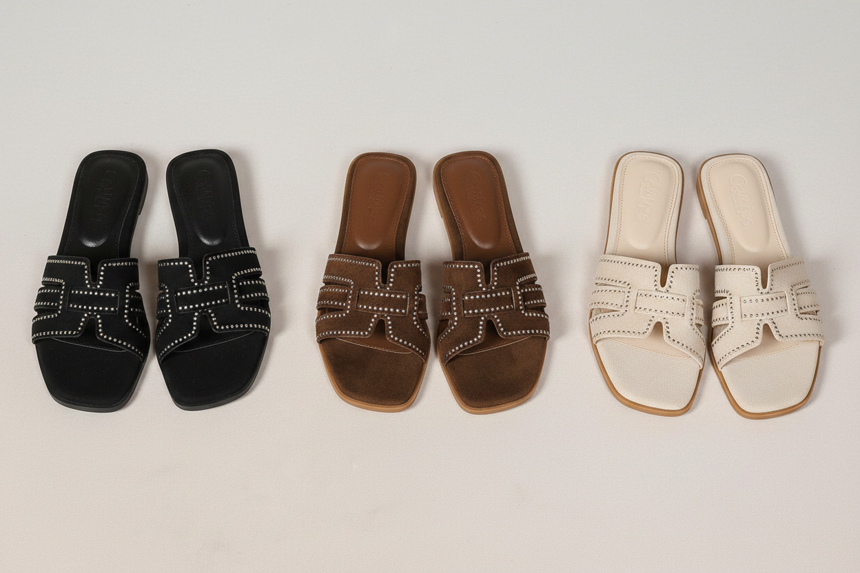Studded Cage Slide Sandals